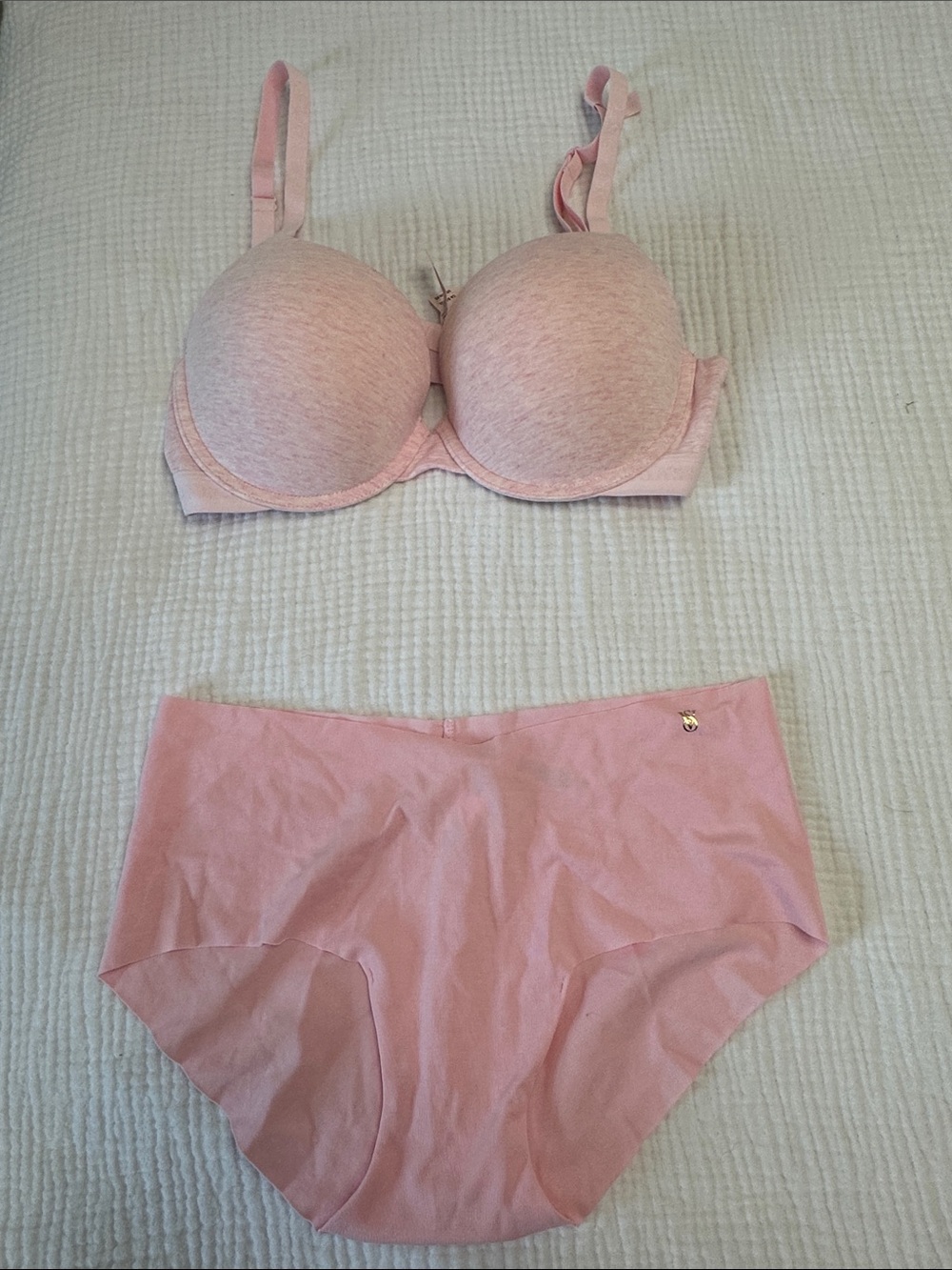 NEW! Victoria's Secret Light Pink Bra & High-Waist Brief Set